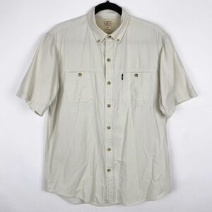 GH Bass Co Mens Short Sleeve Button Down Shirt Light Khaki Outdoor Size M